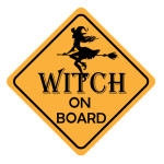 Auto/raam sticker witch on board1 15x15cm
